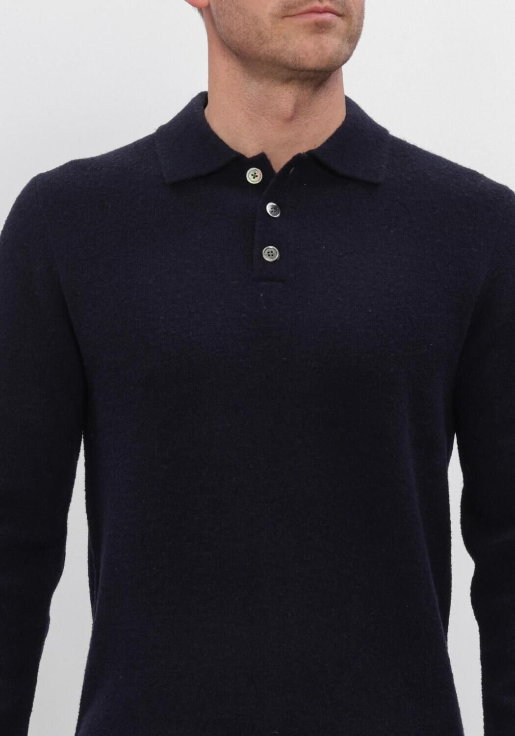 PROFUOMO Polo BOILED WOOL Bleu fonc&eacute; - large