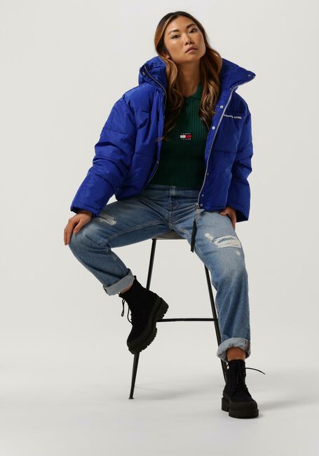 Blauwe COLOURFUL REBEL Gewatteerde jas RUYA CROPPED PUFFER JACKET - large
