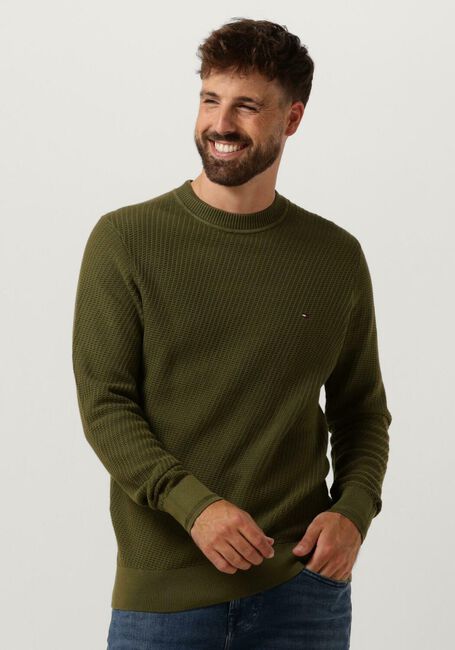 TOMMY HILFIGER Pull RECTANGULAR STRUCTURE CREW NK en vert - large