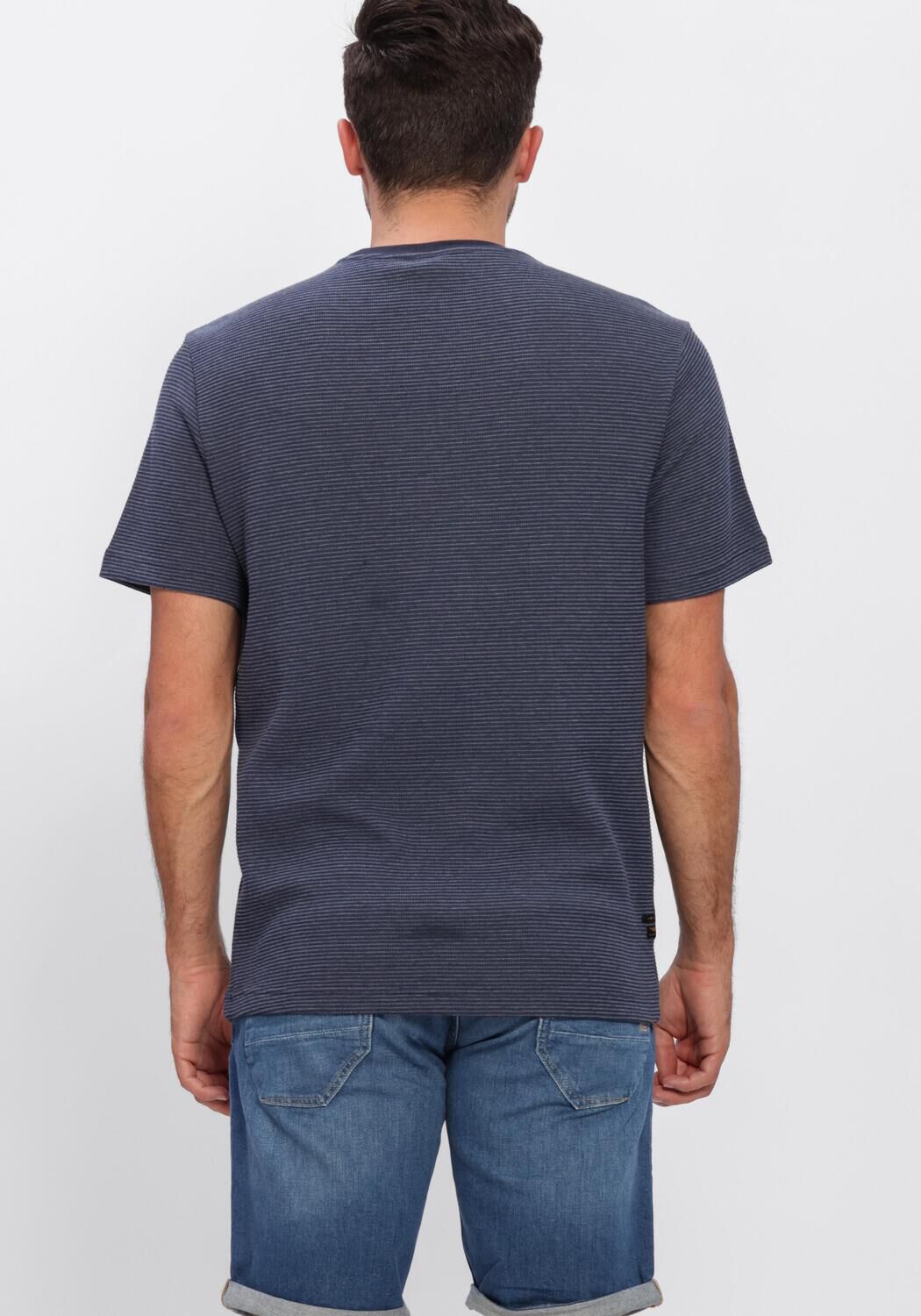 PME LEGEND T-shirt TWO TONE TEXTURED STRIPE en bleu - large