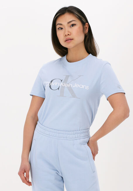 Lichtblauwe CALVIN KLEIN T-shirt TWO TONE MONOGRAM REGULAR TEE - large