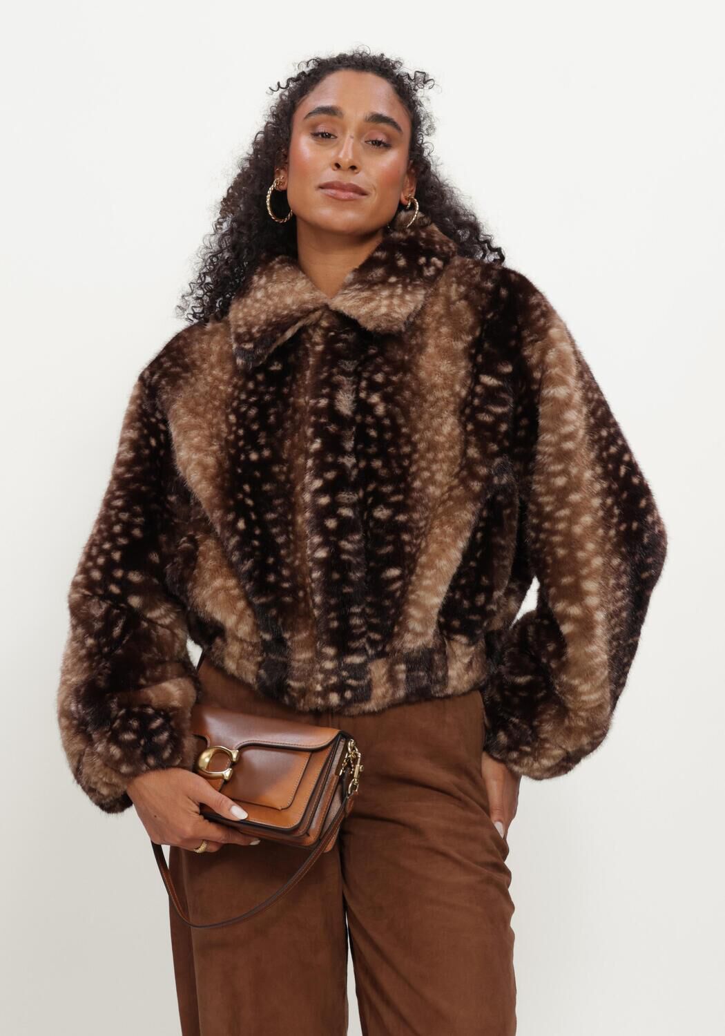 Bruine STUDIO AR Faux fur jas LUCY FAUX FAWN - large