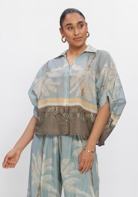 Blauwe SUMMUM  BLOUSE PALMTREE PRINT - large