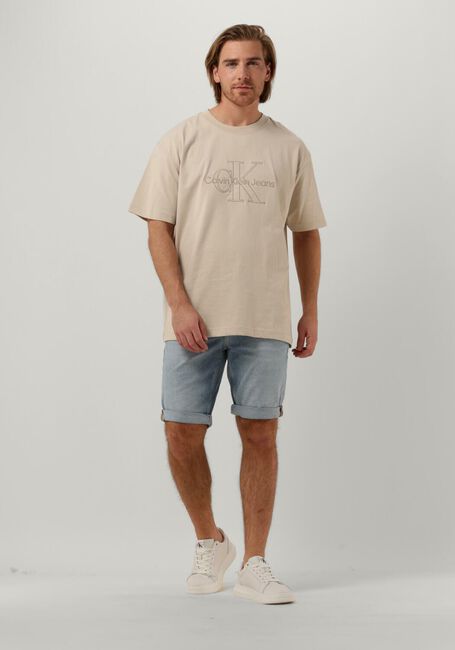 CALVIN KLEIN T-shirt MONOLOGO WASHED TEE en beige - large