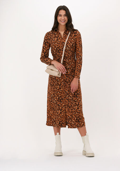 Bruine ANOTHER LABEL Midi jurk ADELEIDE DRESS L/S - large