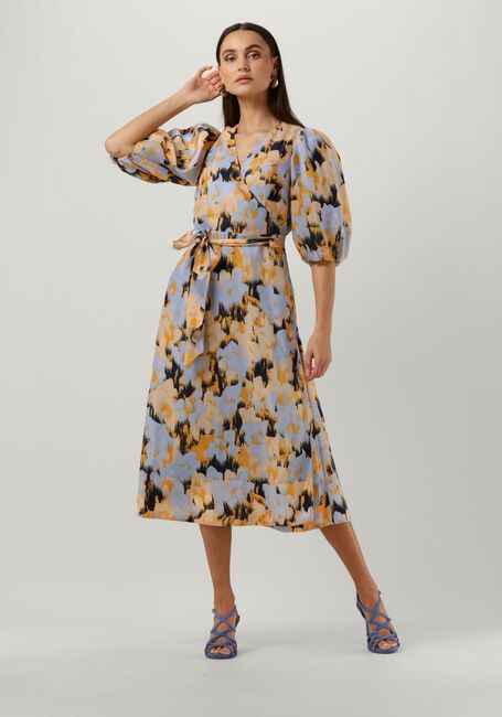 SECOND FEMALE Robe midi MARIGOLD WRAP DRESS en bleu - large