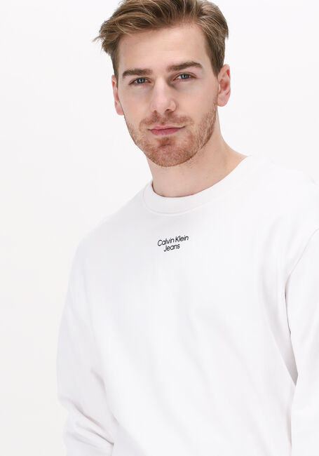 CALVIN KLEIN Chandail STACKED LOGO CREW NECK en blanc - large