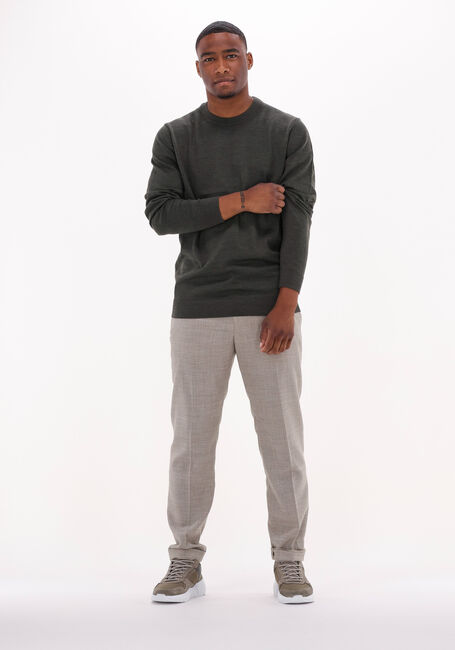 SELECTED HOMME Pull SLHTOWN MERINO COOLMAX KNIT CREW en vert - large