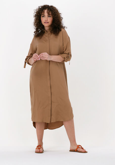 SIMPLE Robe midi WOVEN DRESS ROONEY TWILL en marron - large