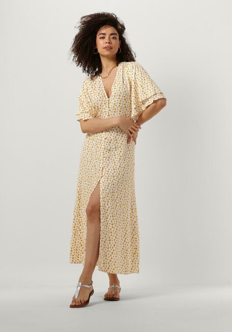 ANOTHER LABEL Robe midi CLARE FLOWER DRESS S/S en jaune - large