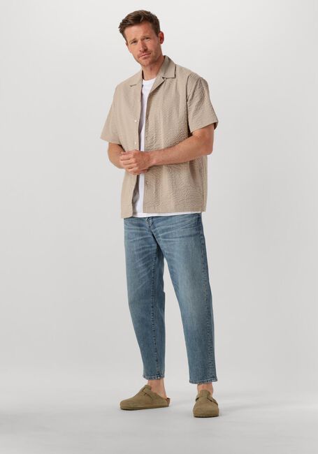 Beige SELECTED HOMME Casual overhemd SLHRELAXED-ACE SEERSUCKER SS SHIRT - large