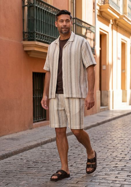 Beige SELECTED MEN Overhemden SLHRLXCAL SS SHIRT RESORT - large