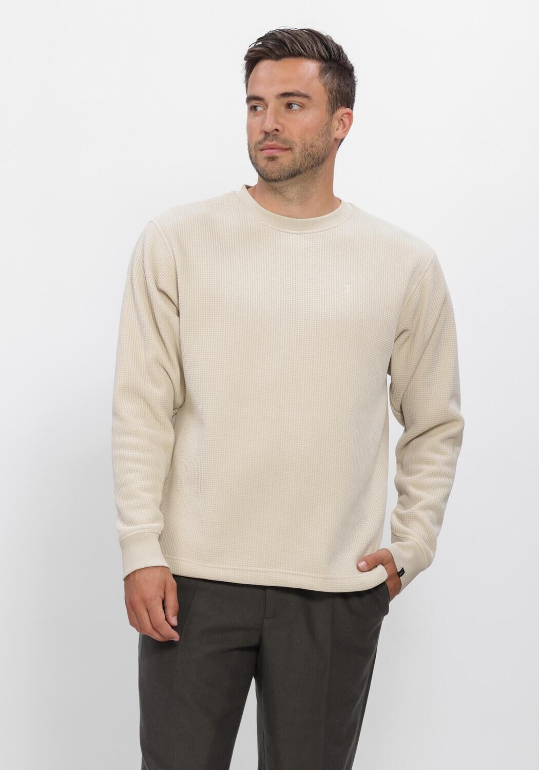BUTCHER OF BLUE Pull FLUX HEAVY WAFFLE SWEAT en beige - large