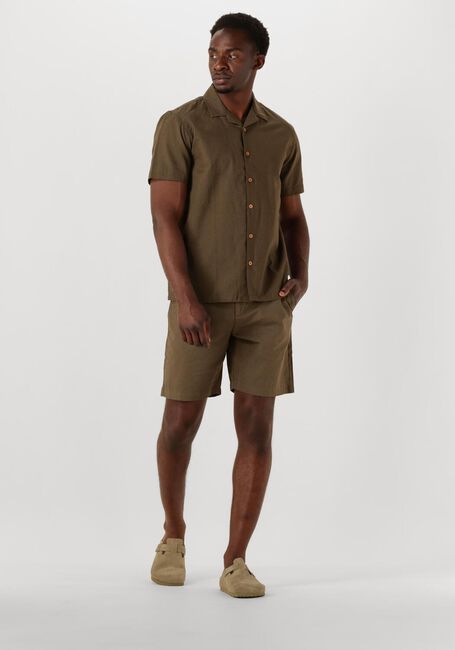 Khaki ANERKJENDT Overhemden AKLEO SSS COT/LINEN SHIRT - large