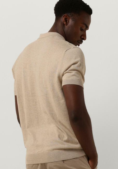 SELECTED HOMME Polo SLHBERG SS KNIT POLO NOOS en beige - large