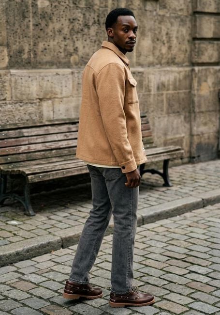 ANERKJENDT Surchemise AKOSCAR BOILED WOOL OVERSHIRT en camel - large