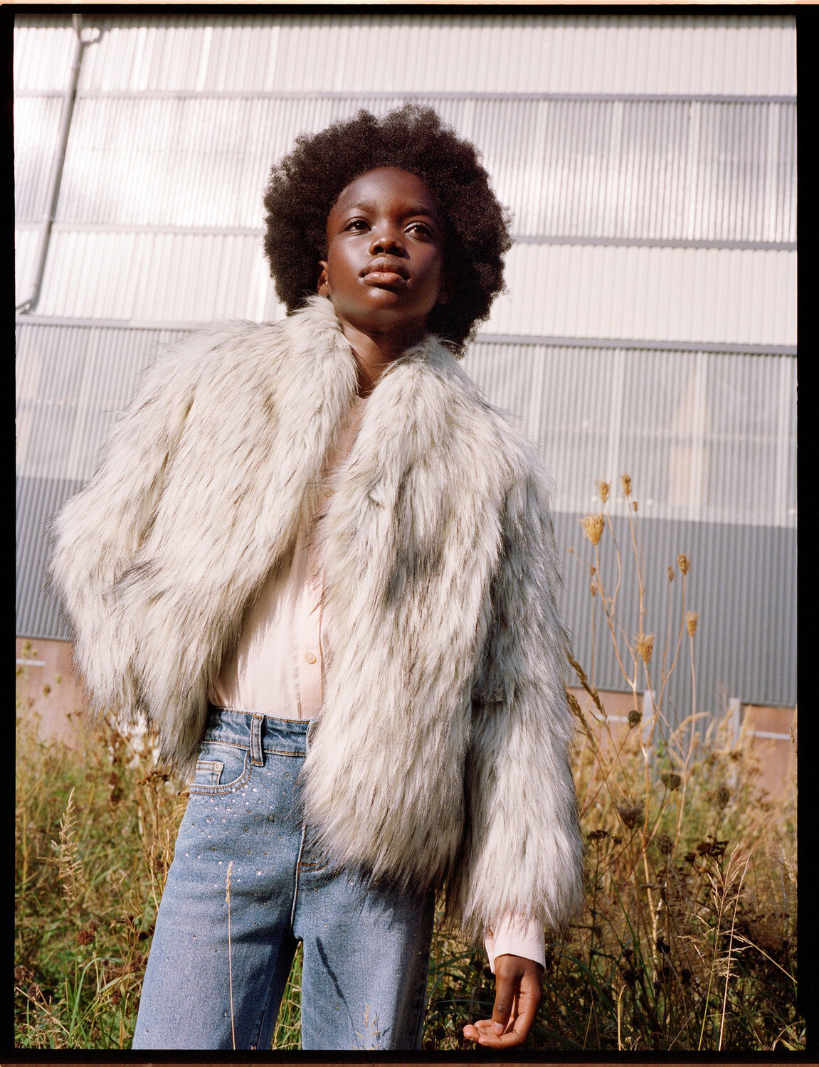 Grijze MOLO Faux fur jas HYACINTH - large