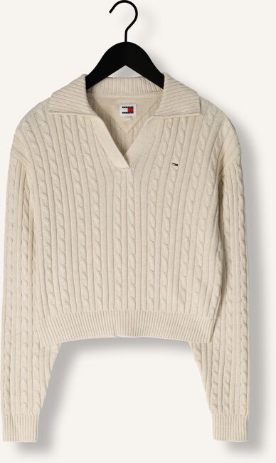 Beige TOMMY JEANS Trui TJW CABLE RUGBY SWEATER Beige TOMMY JEANS Trui TJW CABLE RUGBY SWEATER - large