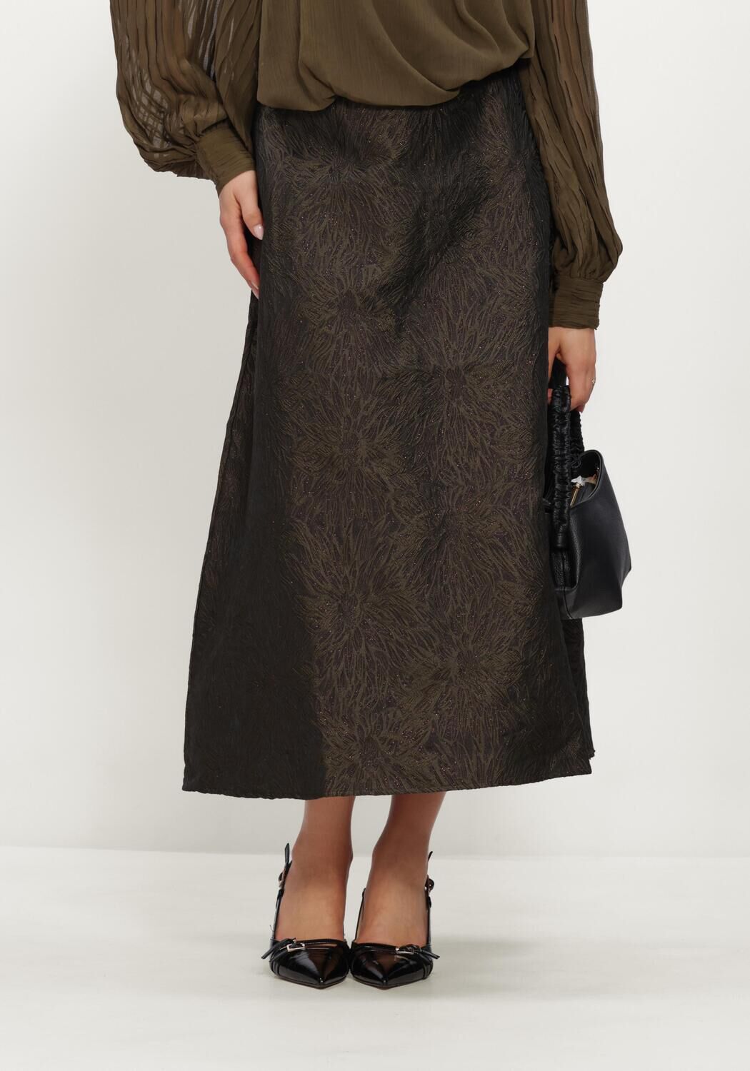 Groene Y.A.S. Midirok YASLEROC HW ANKLE SKIRT - large