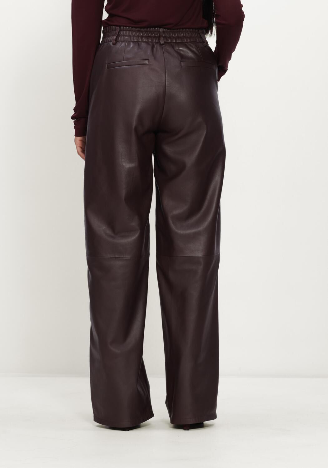 STUDIO AR Pantalon large DAVINA SHEEP SOFT WAXED Bordeaux - large