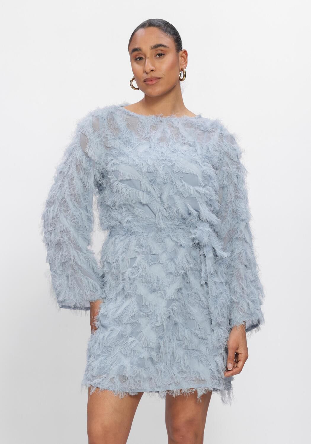 Blauwe SELECTED WOMEN Mini jurk SLFMYLINE RELAXED LS BOAT NECK - large