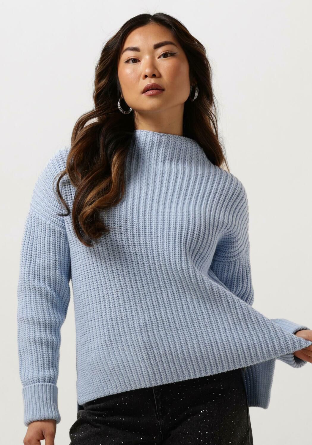Lichtblauwe SELECTED FEMME Trui SELMA LS KNIT PULLOVER B Omoda