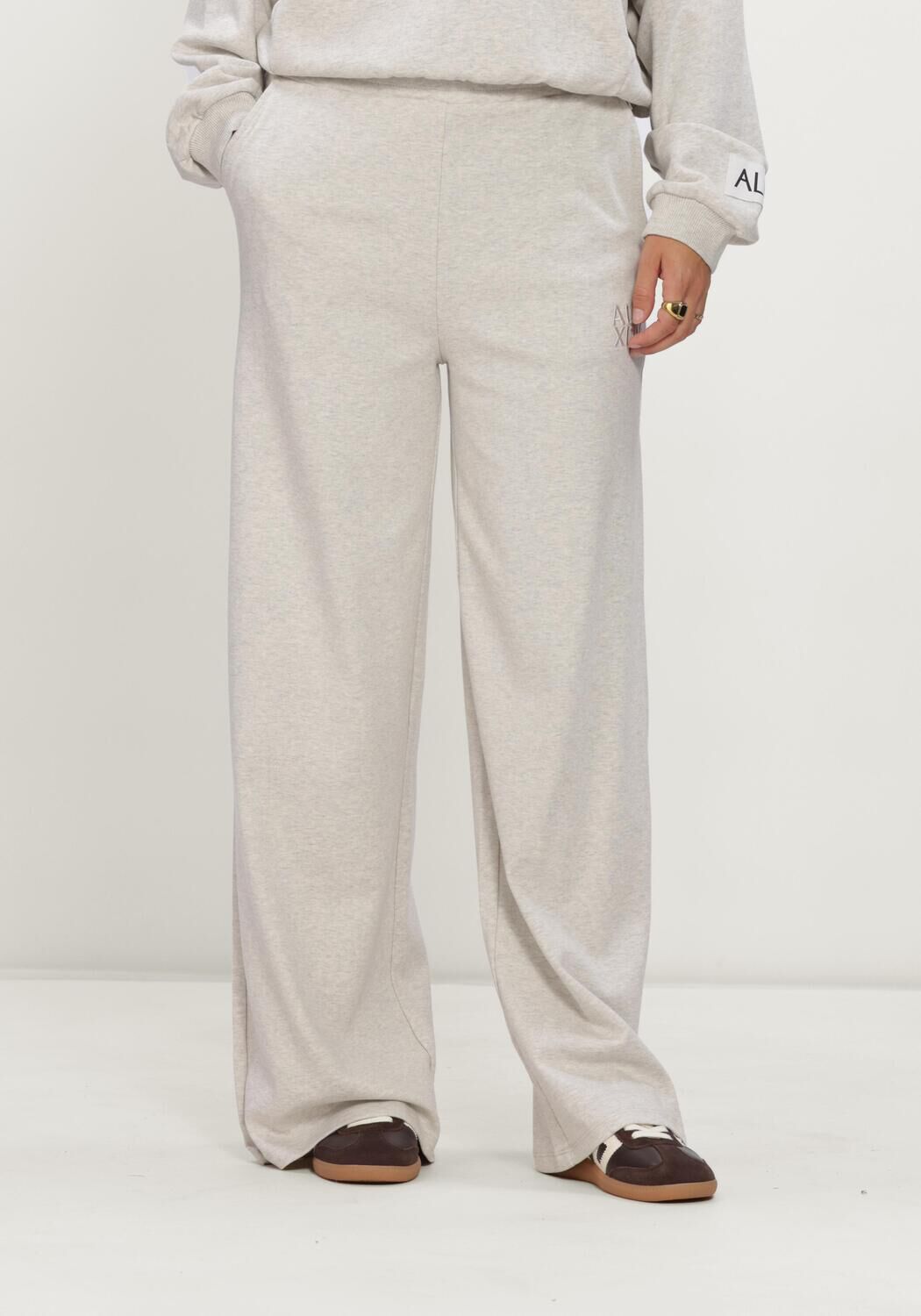 Grijze ALIX THE LABEL Broeken/jumpsuits LADIES KNITTED WIDE LEG PANTS - large