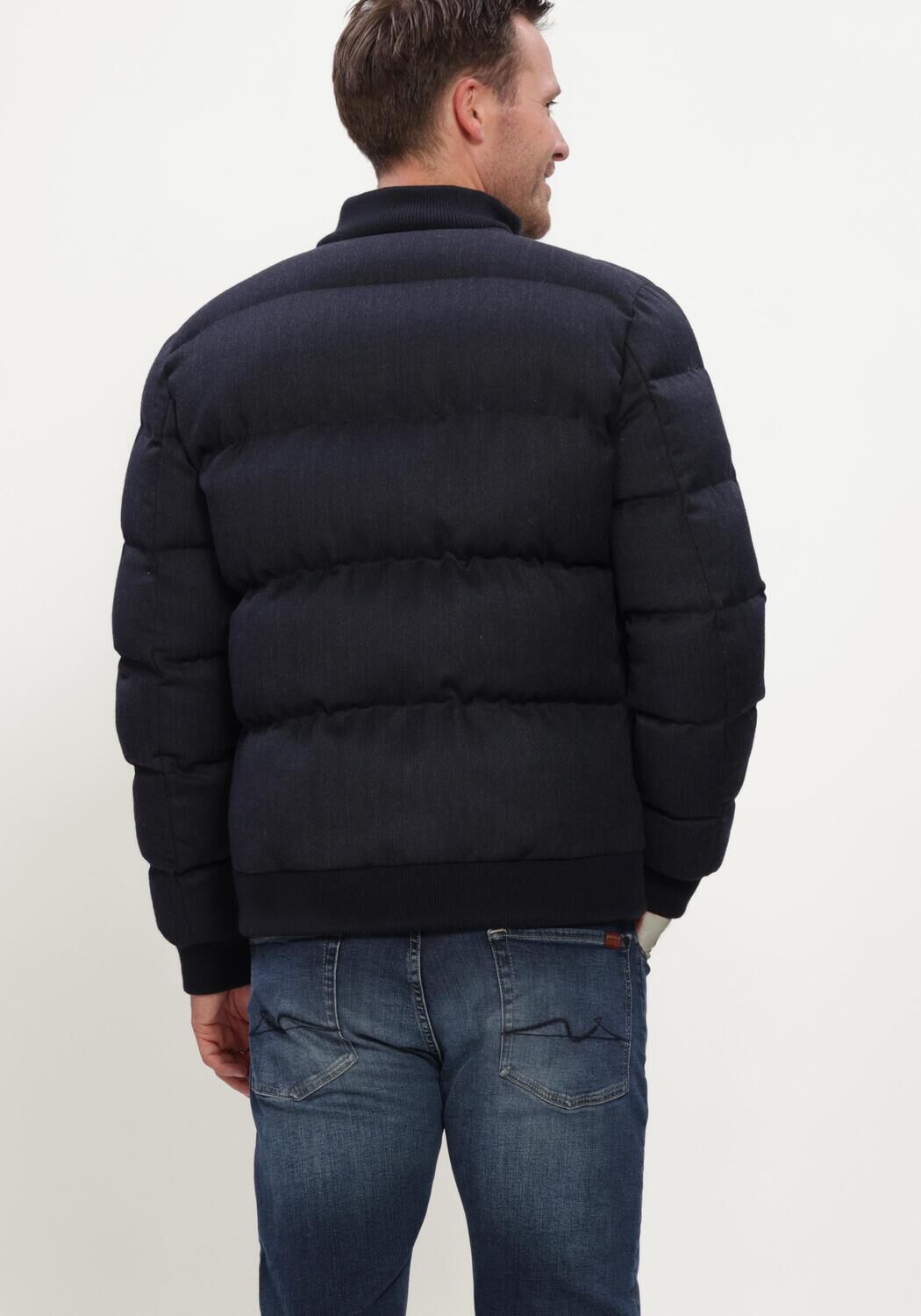Donkerblauwe PROFUOMO Gewatteerde jas OUTERW BOMBER MOULINE - large