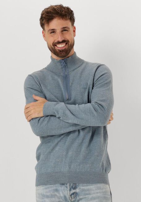 BUTCHER OF BLUE Pull LT CLIFDEN HALF ZIP en bleu - large