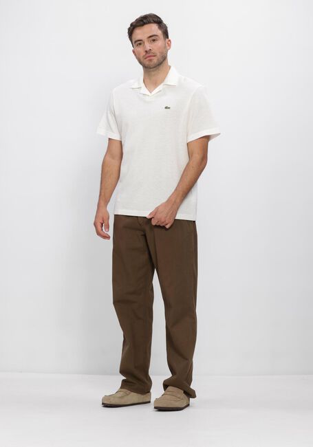 Ecru LACOSTE Polo CLASSIC FIT OPEN NECK COTTON LINEN BLEND POLO - large