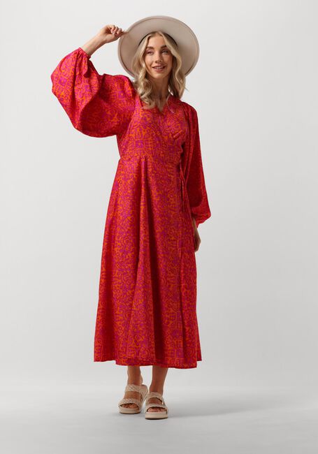 Oranje SISSEL EDELBO Midi jurk AMBRIOSIA WRAP DRESS - large