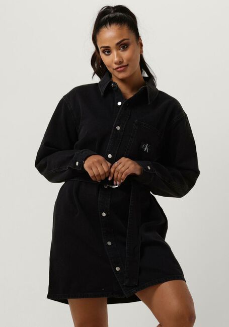 CALVIN KLEIN Mini robe BELTED UTILITY DENIM SHIRT DRESS en noir - large