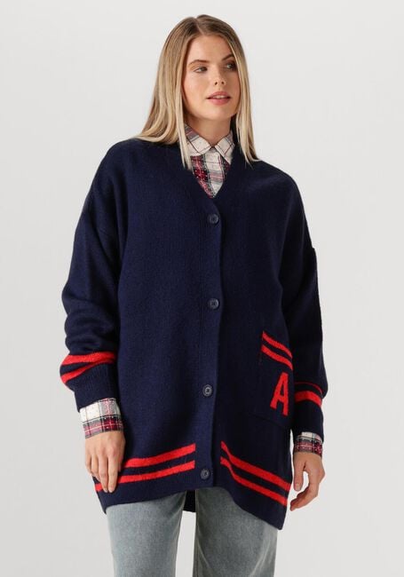 ALIX THE LABEL Gilet LADIES KNITTED FLUFFY KNIT CARDIGAN Bleu foncé - large