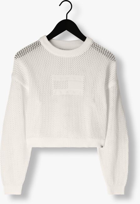 TOMMY JEANS Pull TJW OPEN STITCH FLAG SWEATER en blanc - large