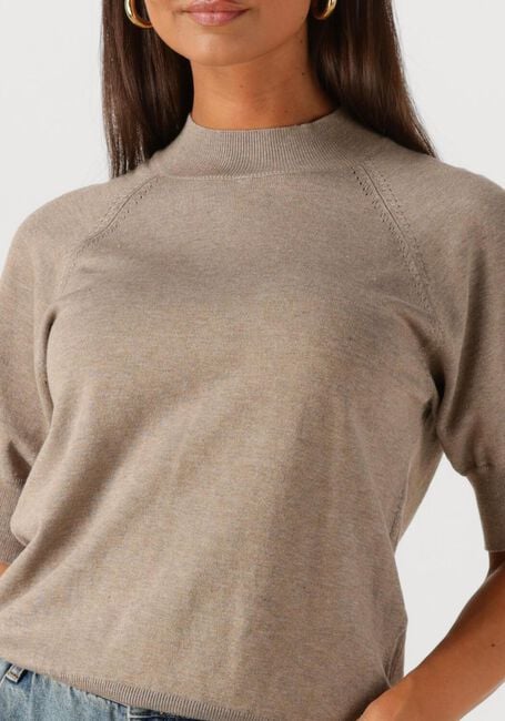 SUMMUM Pull SHORT SLEEVE SWEATER SOFT VISCOSE POLYAMIDE KNIT en beige - large