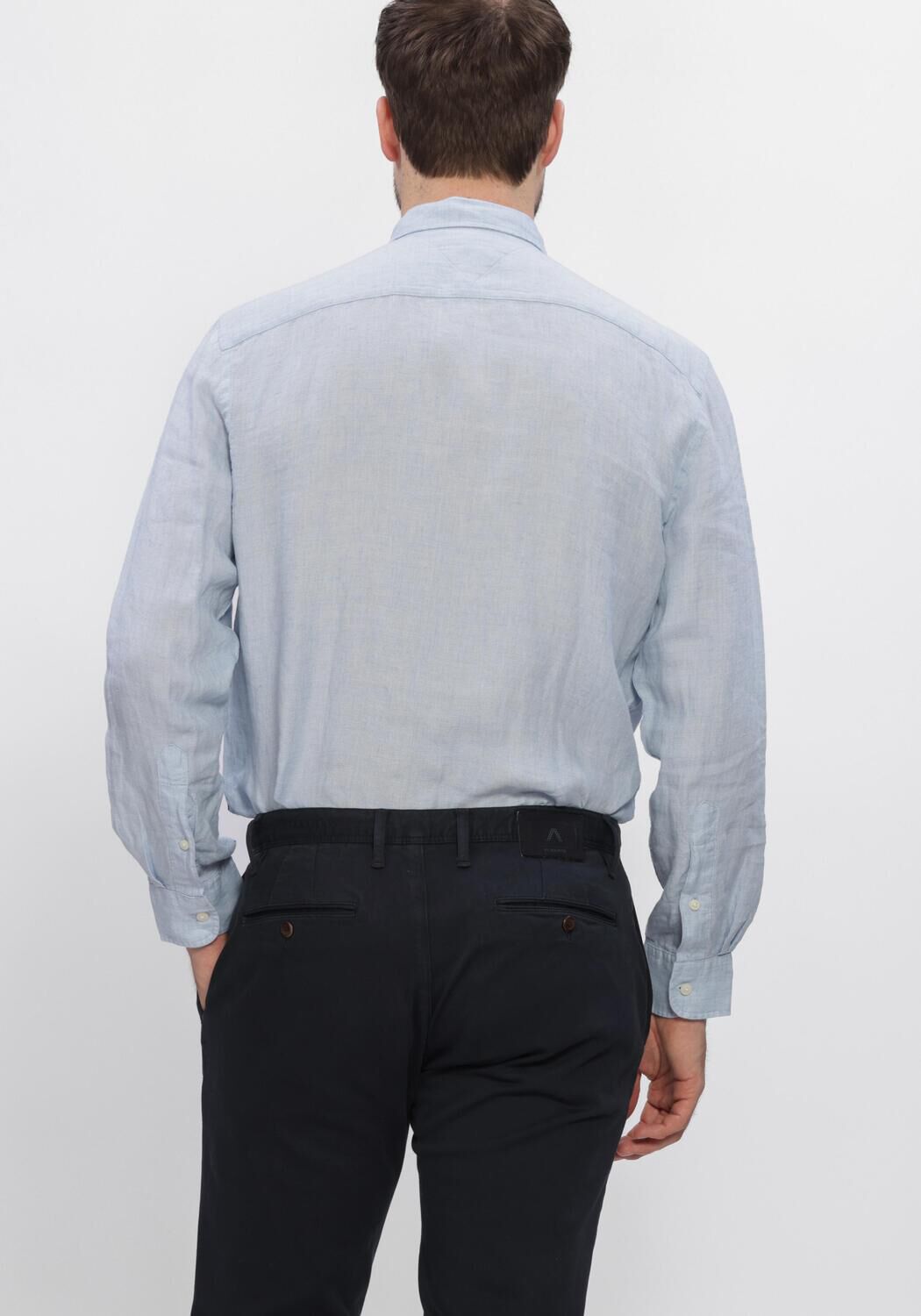 Lichtblauwe TOMMY HILFIGER Casual overhemd PIGMENT DYED LI SOLID RF SHIRT - large