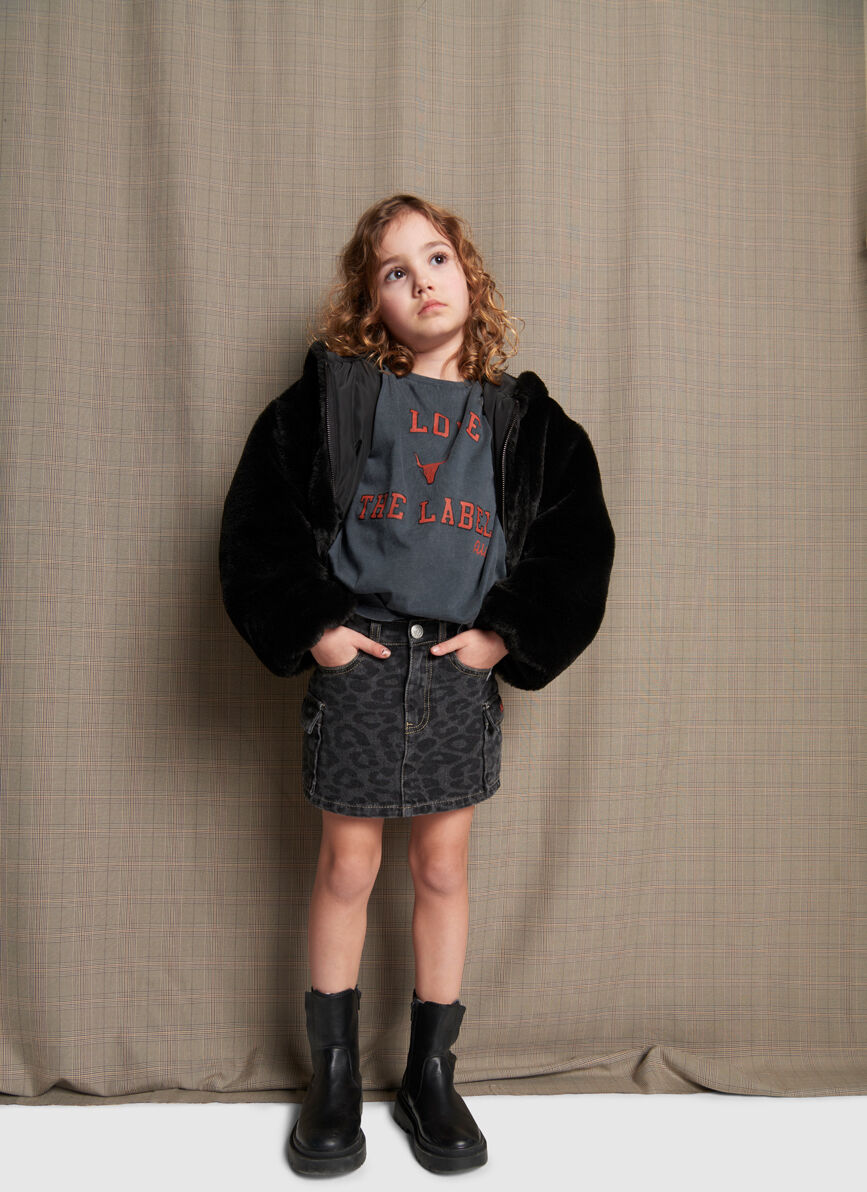 Grijze ALIX MINI Minirok ANIMAL DENIM SKIRT - large