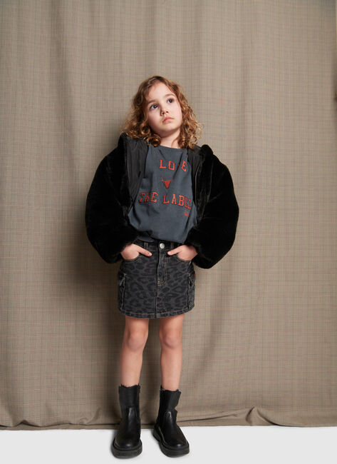 ALIX MINI Mini-jupe ANIMAL DENIM SKIRT en gris - large