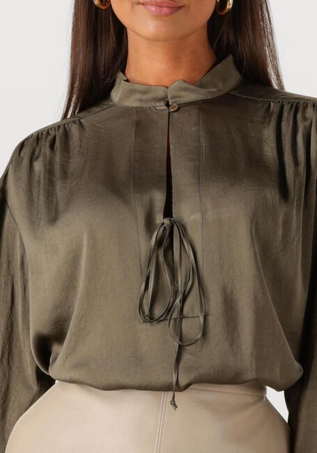 SUMMUM TOP BOW SILKY TOUCH Blouses Olive - large