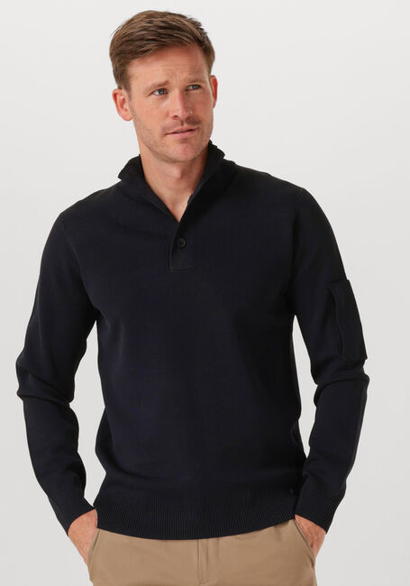 GENTI Pull TURTLE 3 BUTTON LS en noir - large