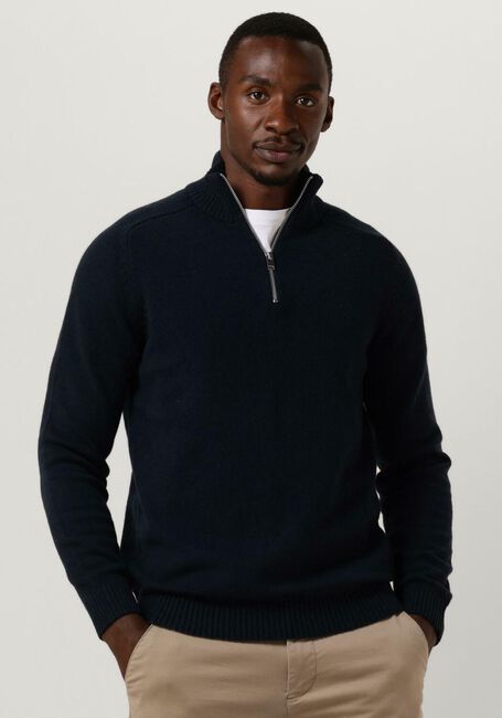 SELECTED HOMME Pull SLHREG DAN WOOL-MIX ZIP HIGH NECK OW Bleu foncé - large