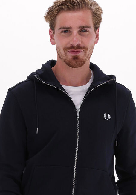 Donkerblauwe FRED PERRY Vest HOODED ZIP THROUGH SWEATSHIRT - large