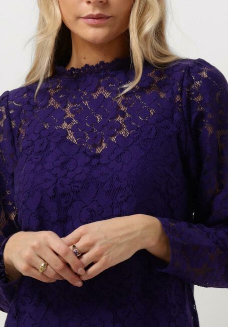 JANSEN AMSTERDAM Mini robe LC587 DRESS LACE LONG SLEEVES en violet - large