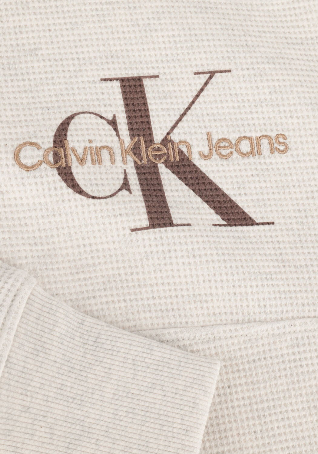 Lichtgrijze CALVIN KLEIN Trui MONOLOGO WAFFLE HALF ZIP HWK - large