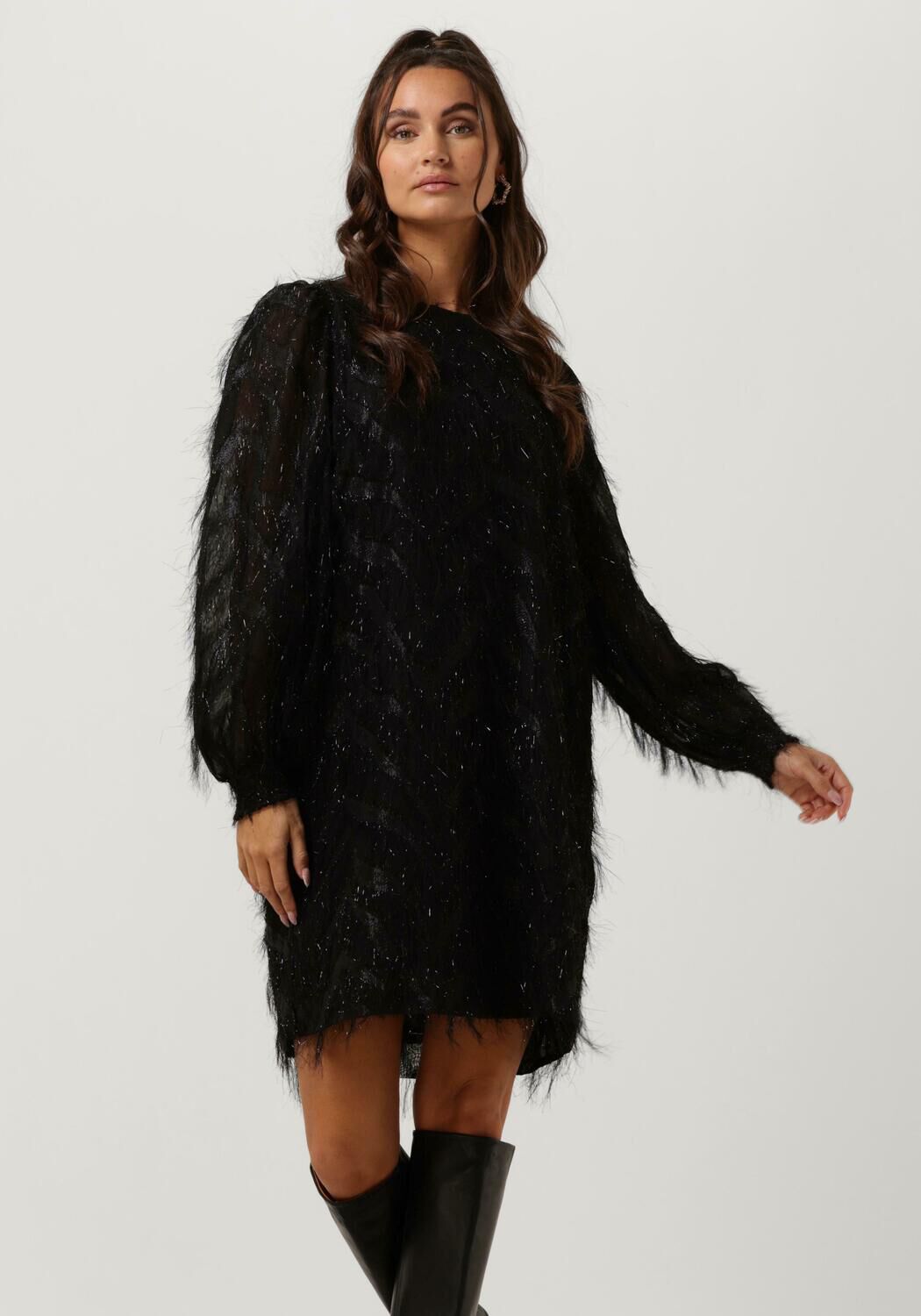 zwarte summum mini jurk dress fluffy