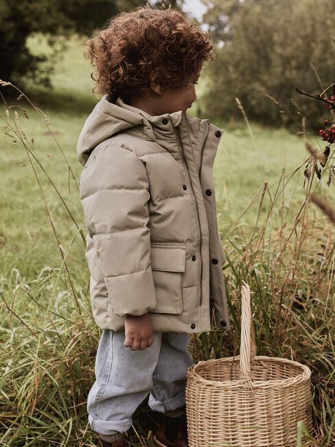 Khaki LIL' ATELIER Gewatteerde jas NMMLAMEDOW03 PUFFER LONG JKT FO LIL - large