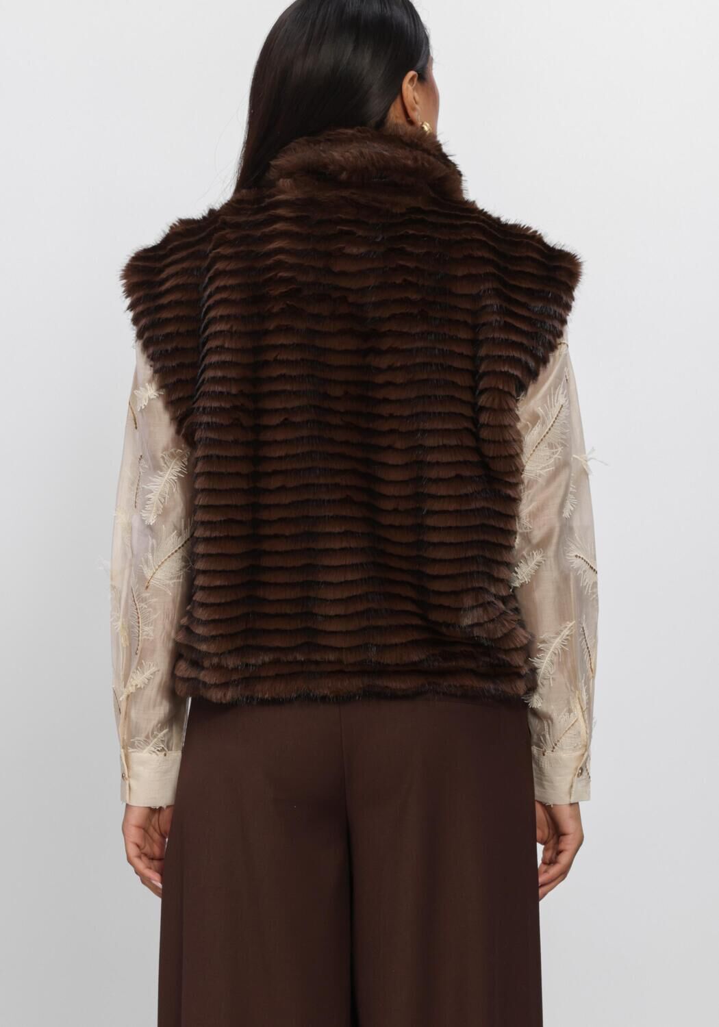 NUKUS Gilet HARRIET GILET ZIPPER en marron - large