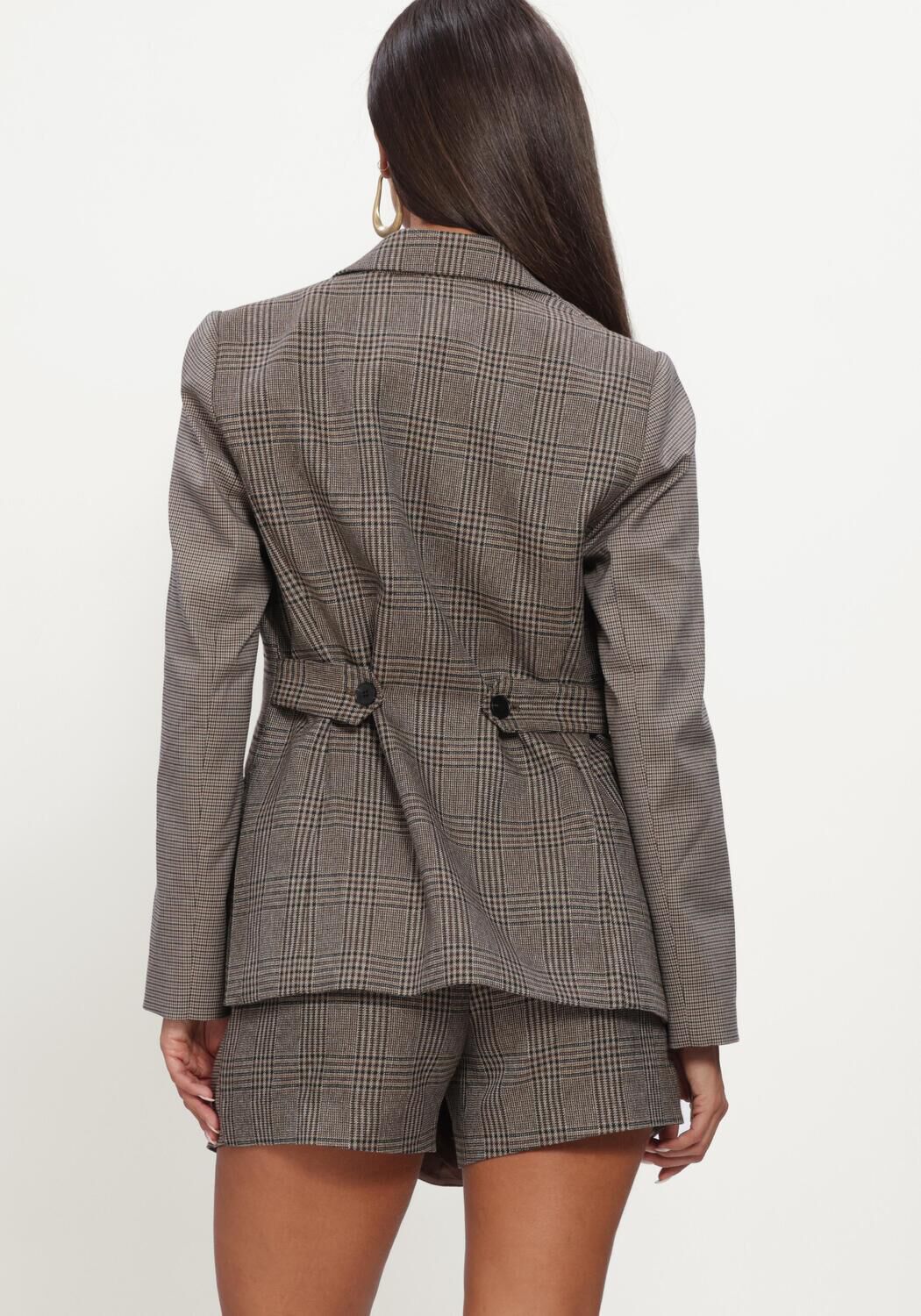 Taupe CO'COUTURE Blazer VEYACC CHECK FITTED BLAZER - large