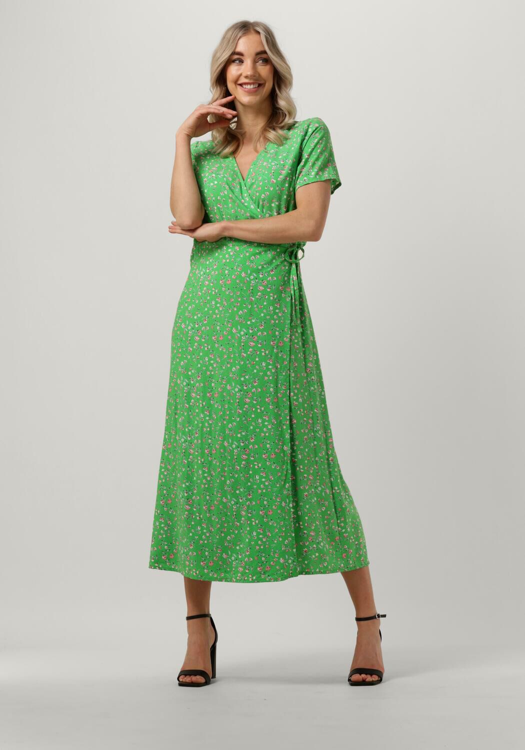 Groene OBJECT Midi jurk OBJEMA ELISE S S LONG WRAP DRESS Omoda