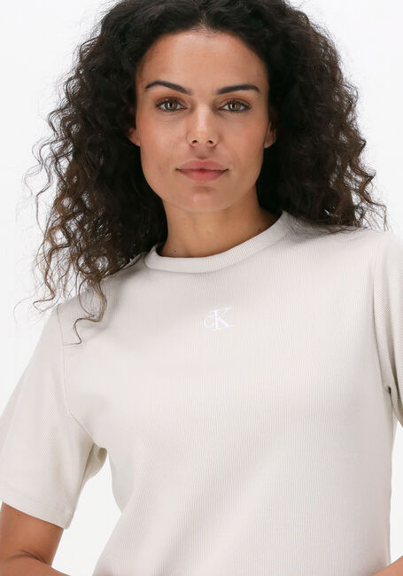 CALVIN KLEIN Robe midi CK RIB LONG T-SHIRT DRESS Blanc - large